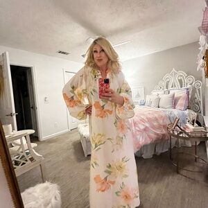 H&M Cream and Orange Floral Maxi Dress